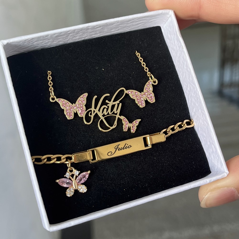 Women Accessories Gift Set - DUOYING-Custom Name Nameplate Necklace, gravado ID