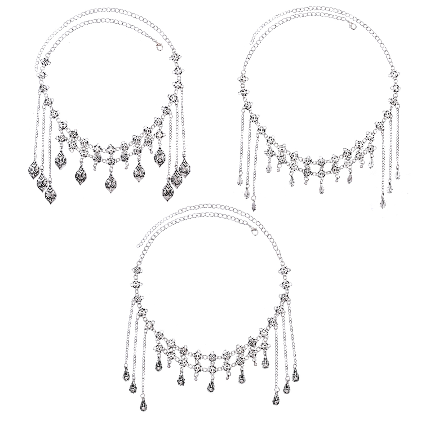 Women Accessories Nepal - Corrente Longa Vintage de Liga Prateada