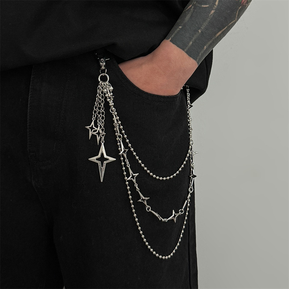 Women'S Jeans Accessories Chain - Corrente de Cintura Punk Multicamadas com